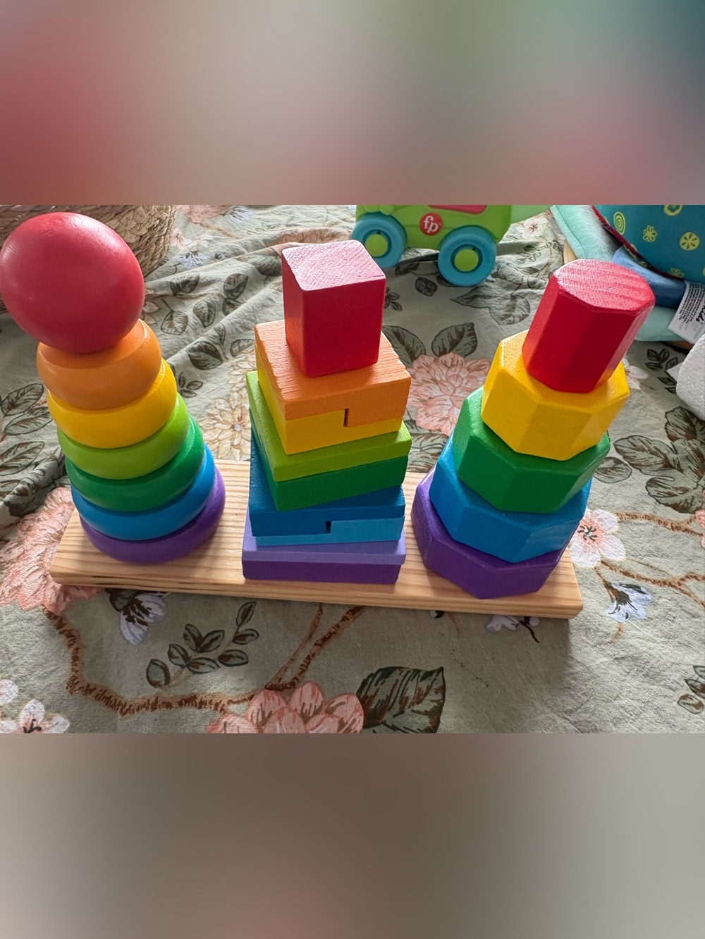 Melissa and Doug Wooden Rainbow Stacking Shape Toy - Multicolor